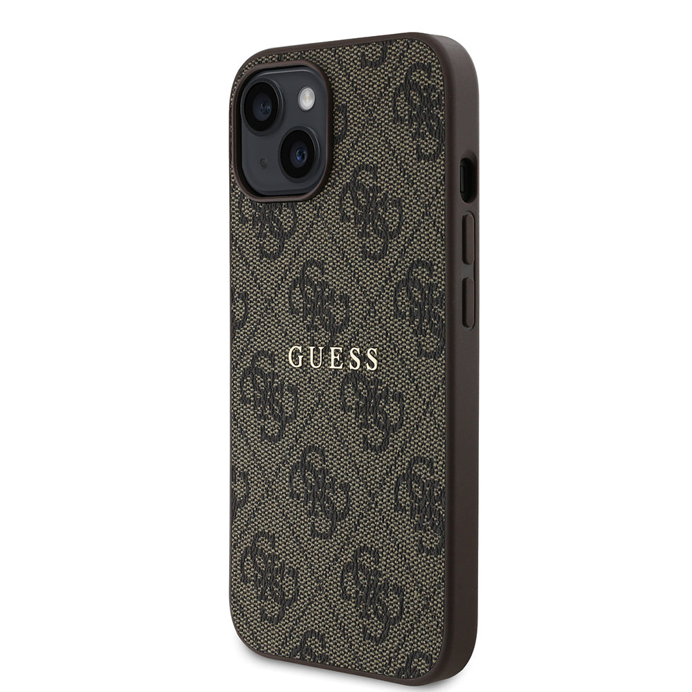 Guess iPhone 15 Orjinal Lisanslı M-safe Şarj Özellikli 4G Desen Yazı Logolu Kılıf Guess iPhone 15 Orjinal Lisanslı M-safe Şarj Özellikli 4G Desen Yazı Logolu Kılıf